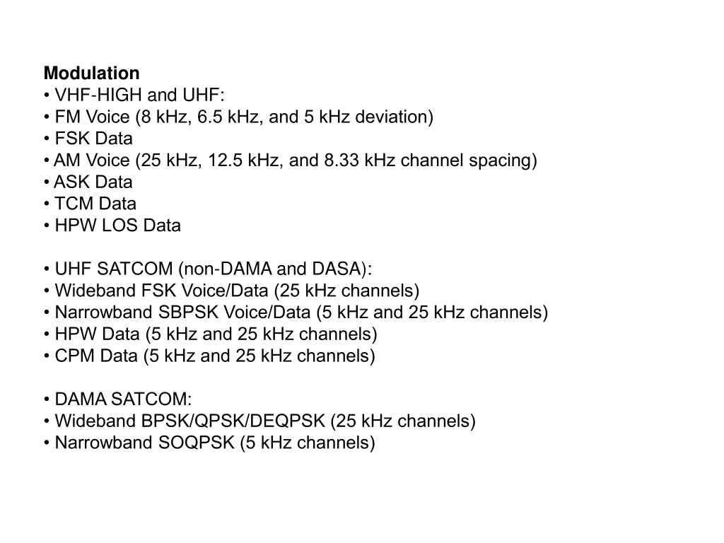 modulation vhf high and uhf fm voice