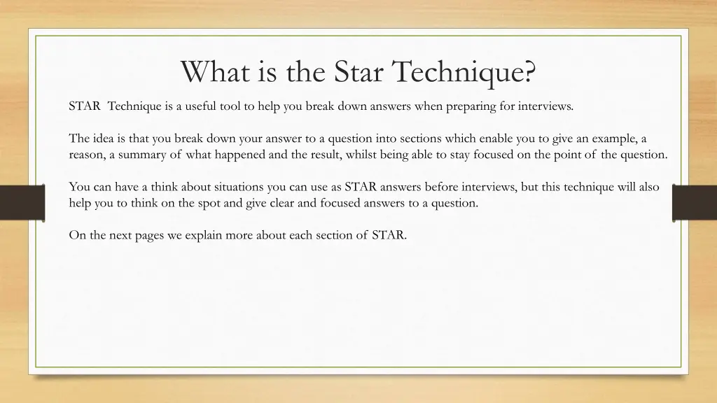 what is the star technique