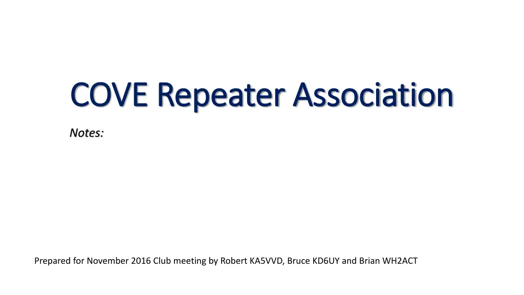 cove repeater association cove repeater 1