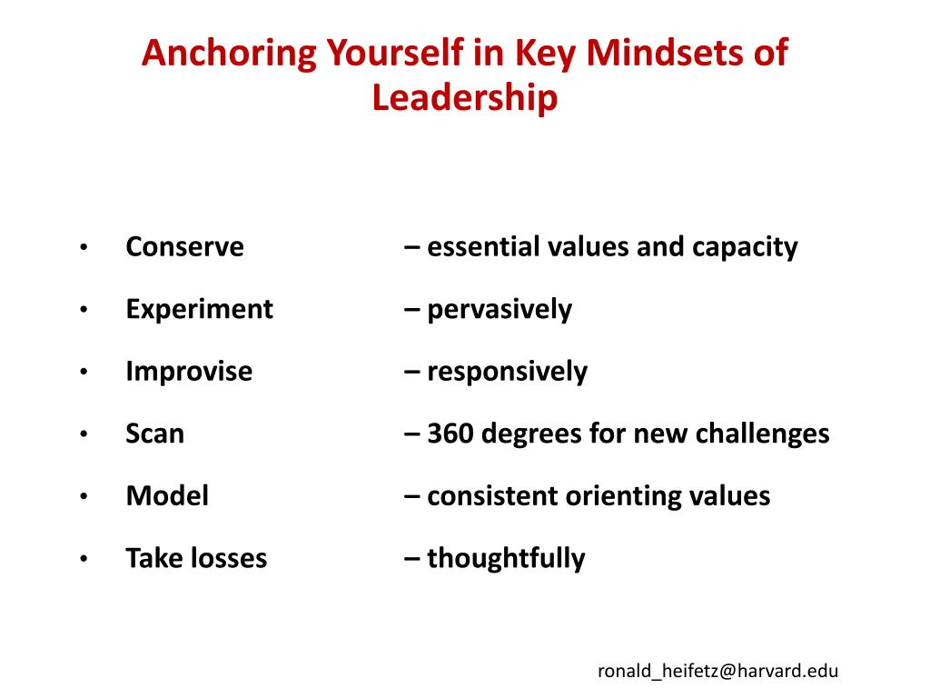 anchoring yourself in key mindsets of leadership