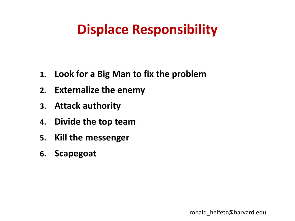 displace responsibility