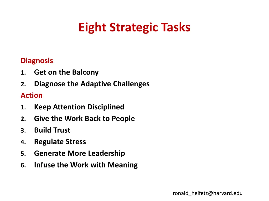 eight strategic tasks