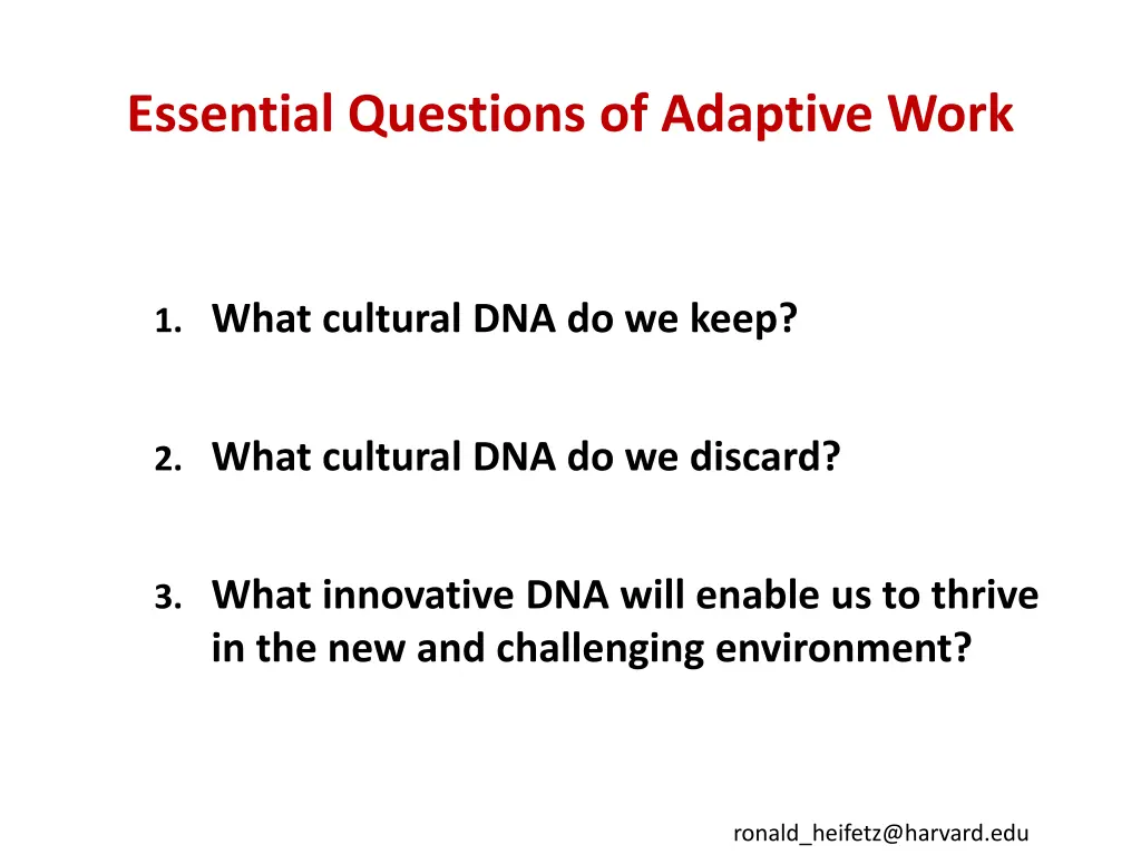 essential questions of adaptive work