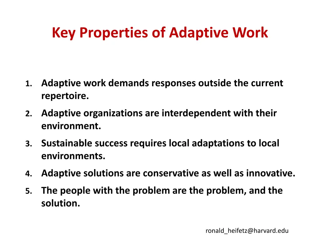 key properties of adaptive work