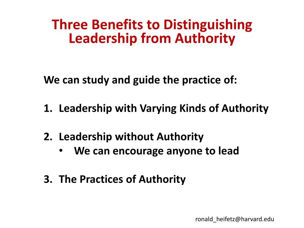 three benefits to distinguishing leadership from