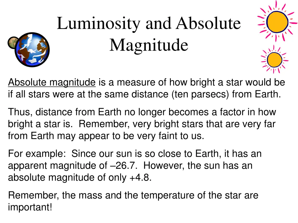 luminosity and absolute magnitude