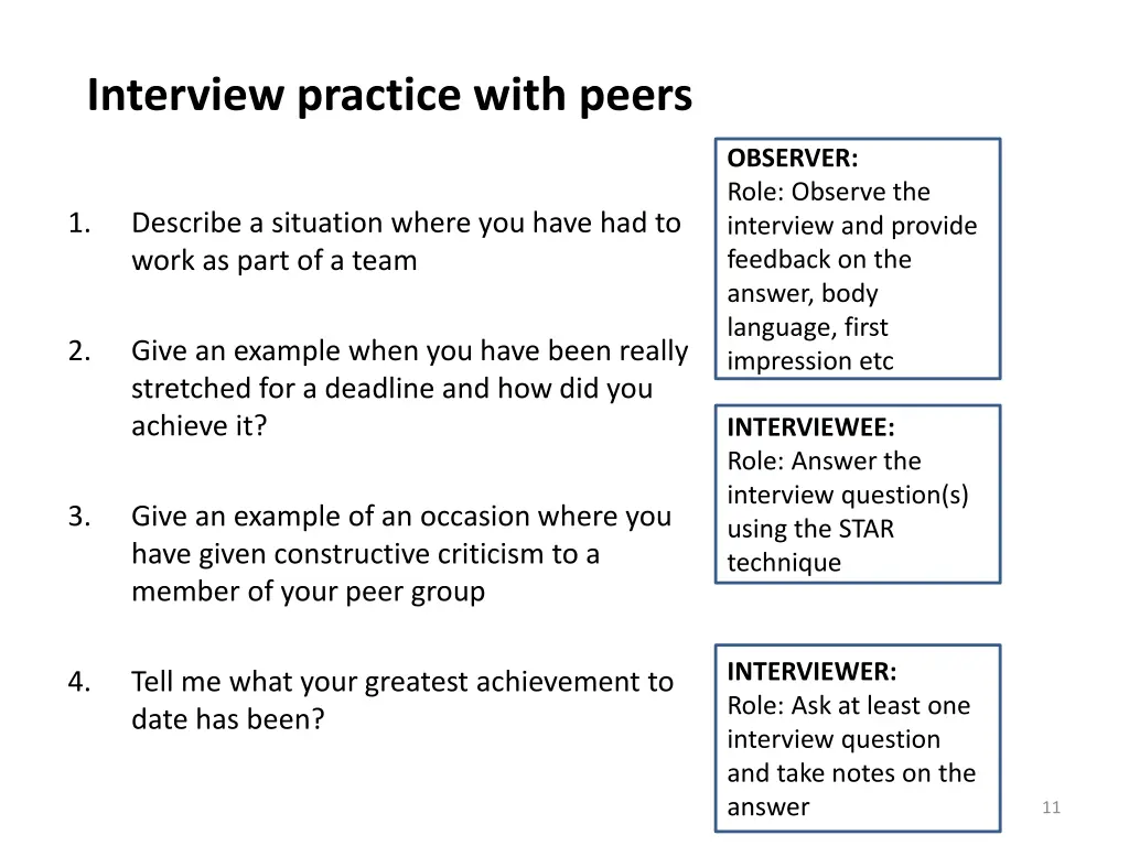 interview practice with peers