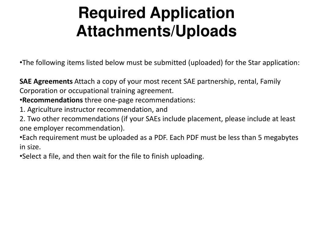 required application attachments uploads