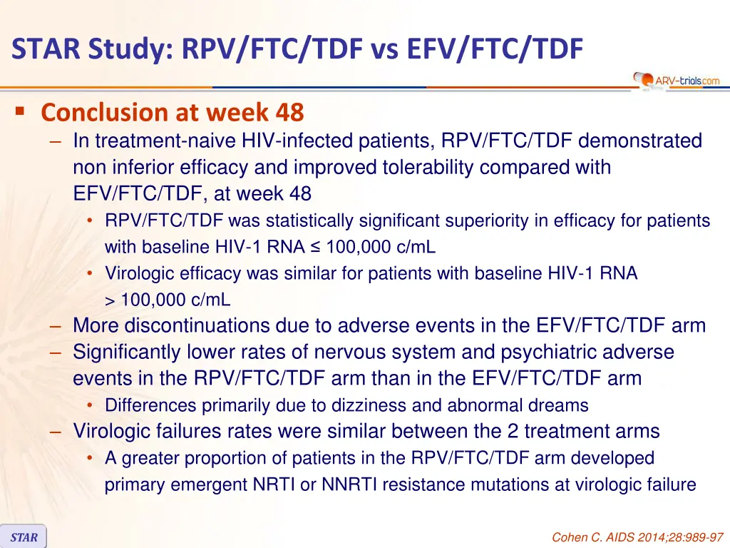 star study rpv ftc tdf vs efv ftc tdf 6