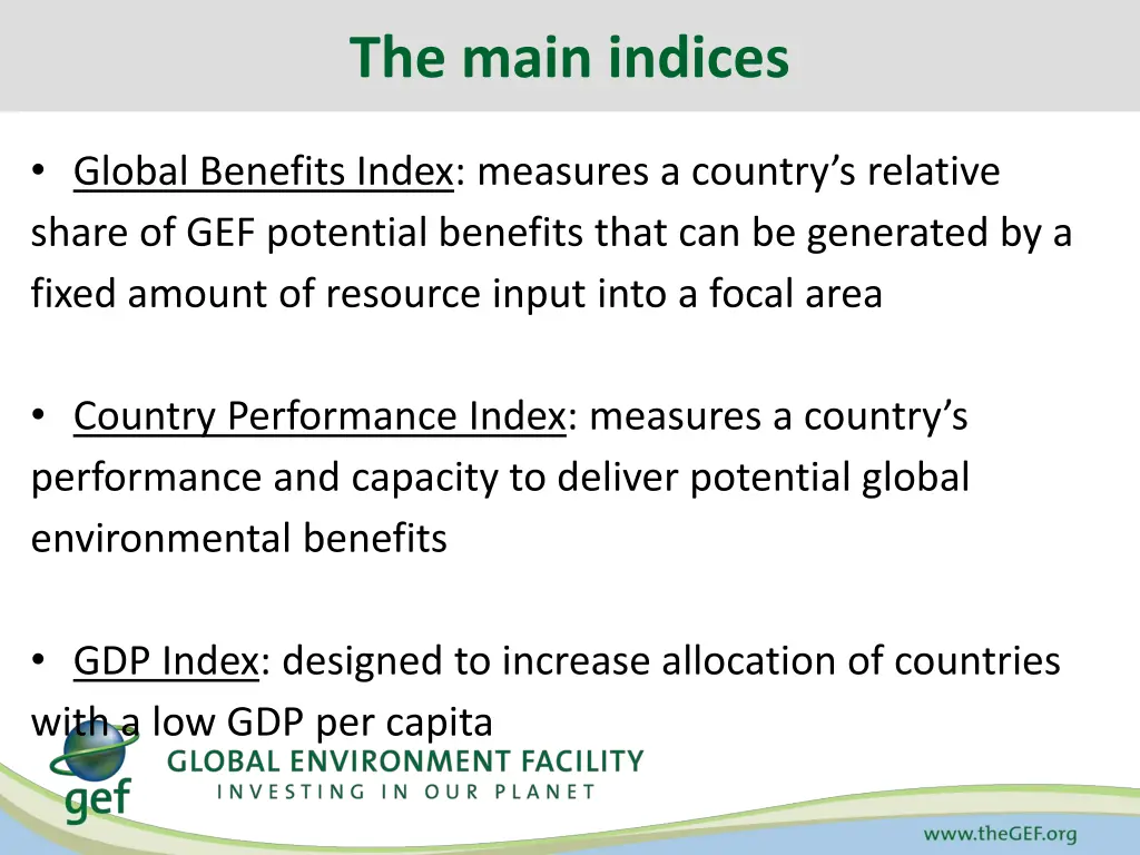 the main indices