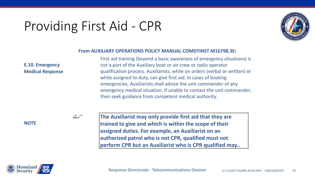 providing first aid cpr