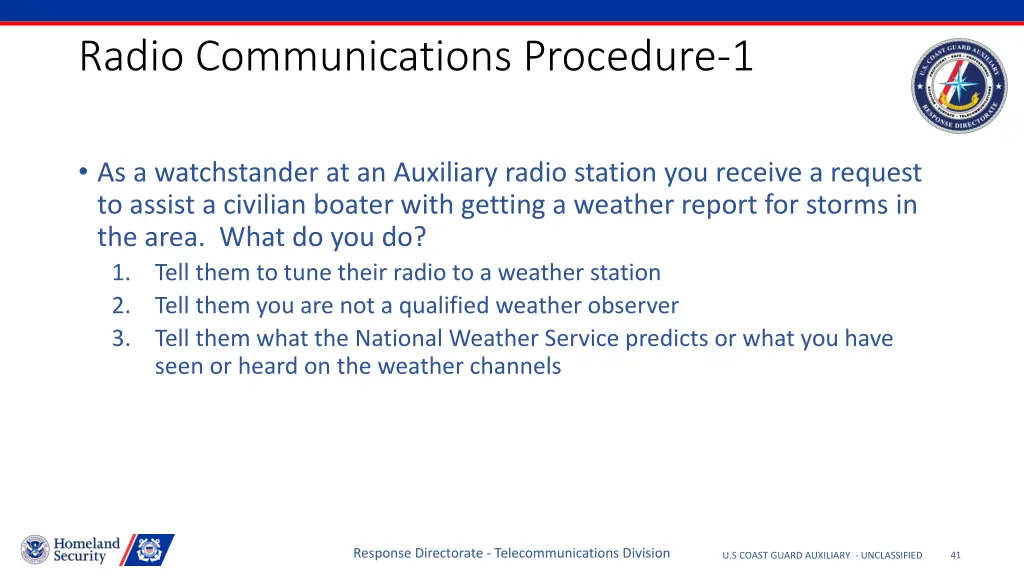 radio communications procedure 1