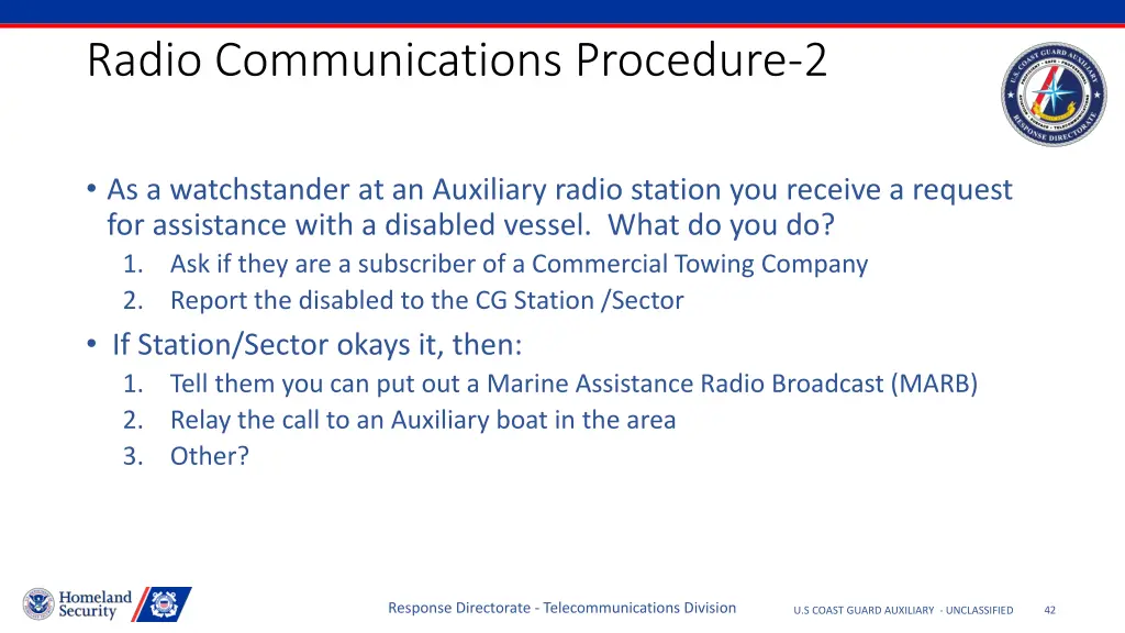 radio communications procedure 2