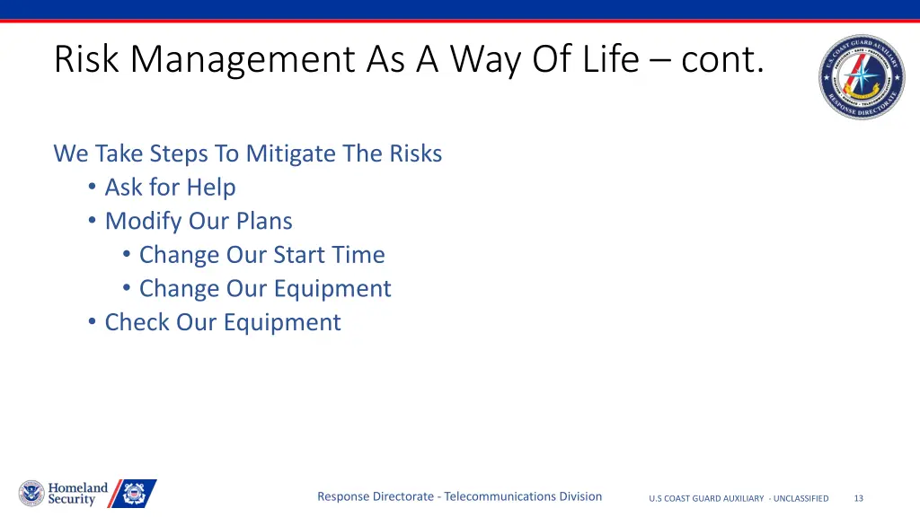 risk management as a way of life cont