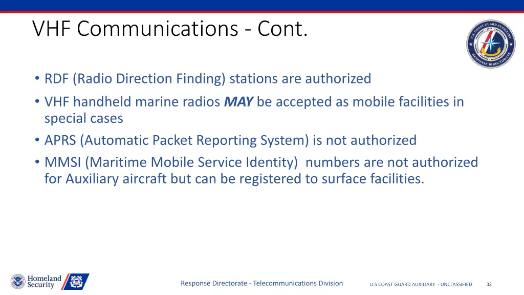 vhf communications cont