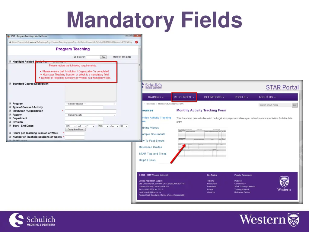 mandatory fields