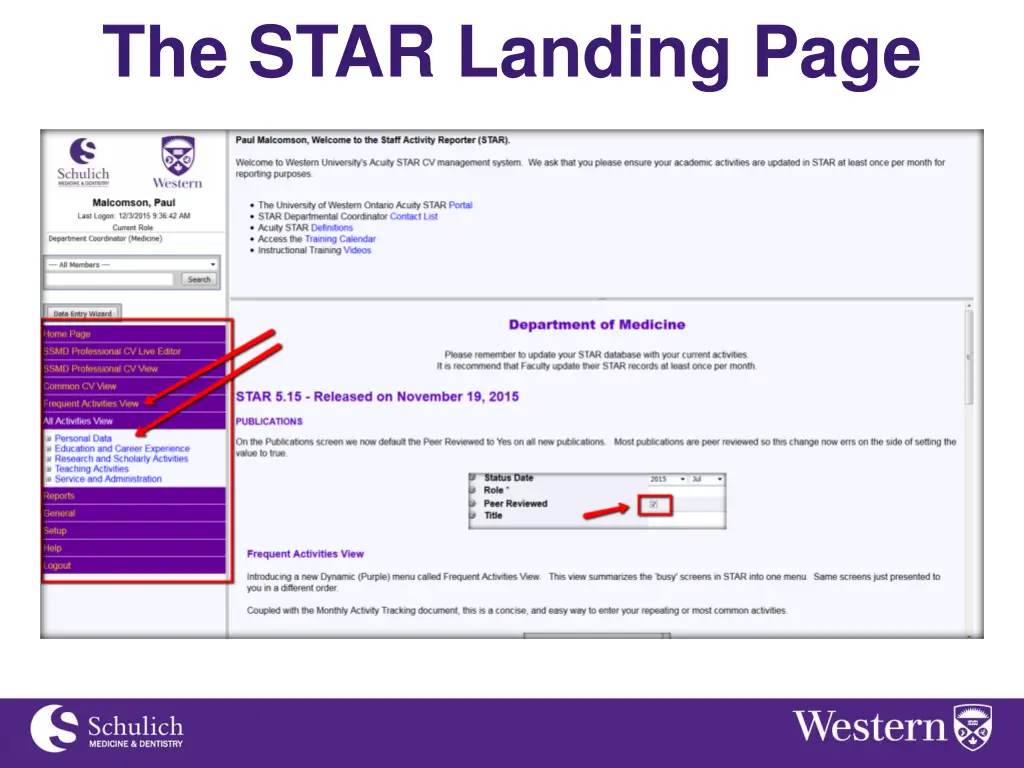 the star landing page