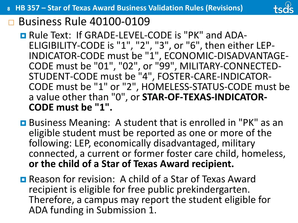 hb 357 star of texas award business validation