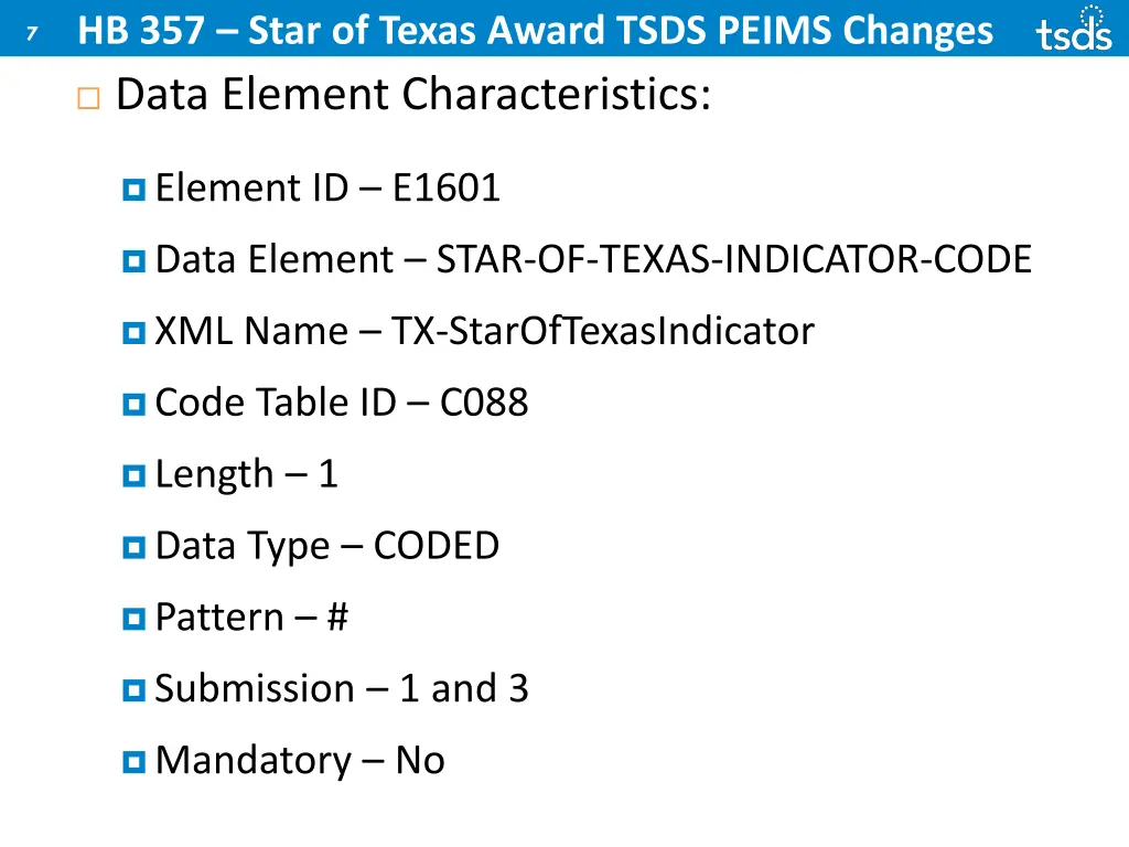 hb 357 star of texas award tsds peims changes 2