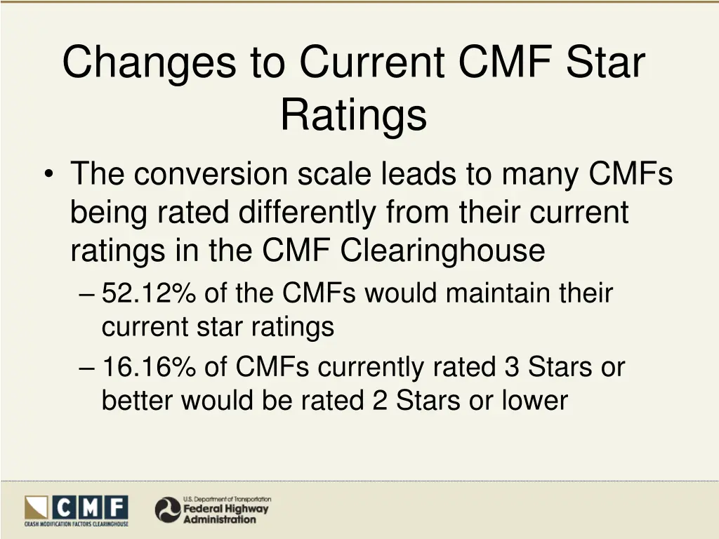 changes to current cmf star ratings