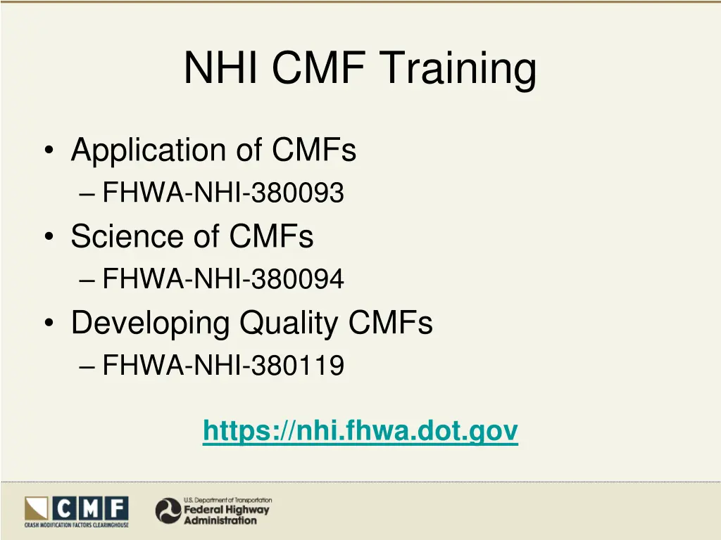 nhi cmf training