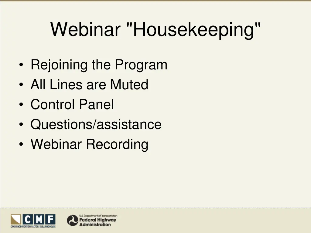 webinar housekeeping