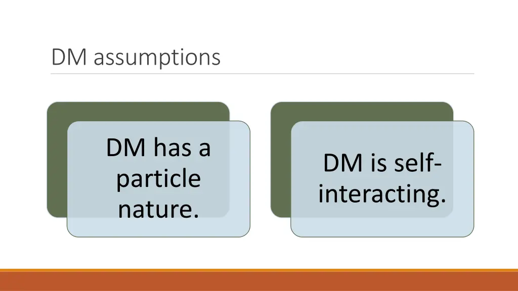 dm assumptions