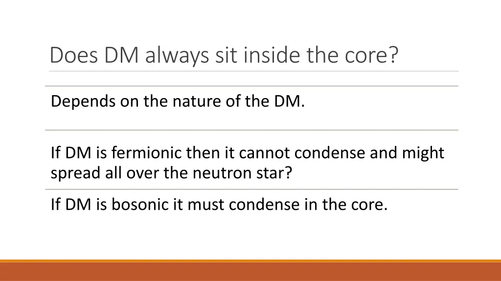 does dm always sit inside the core