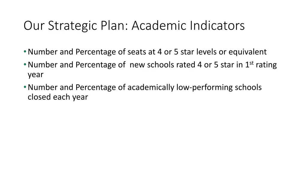 our strategic plan academic indicators