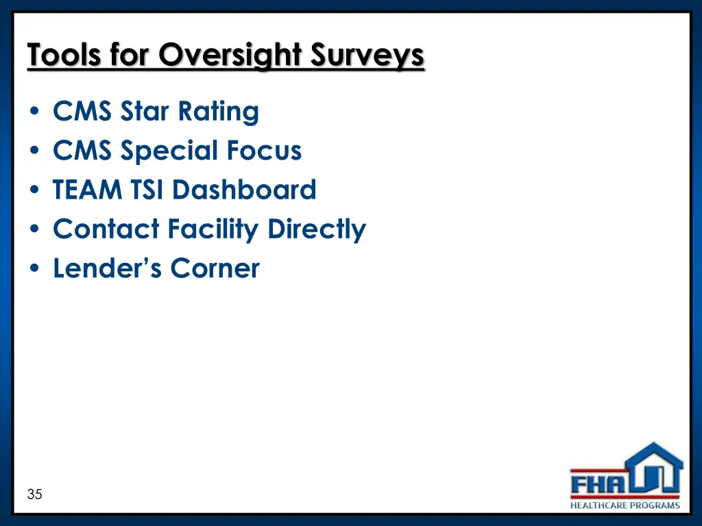 tools for oversight surveys