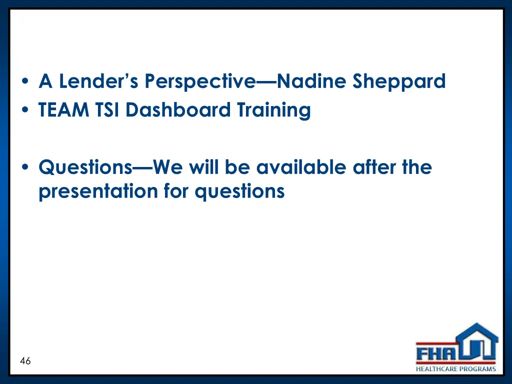 a lender s perspective nadine sheppard team