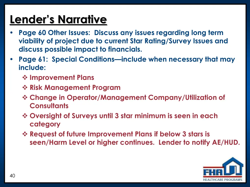 lender s narrative page 60 other issues discuss