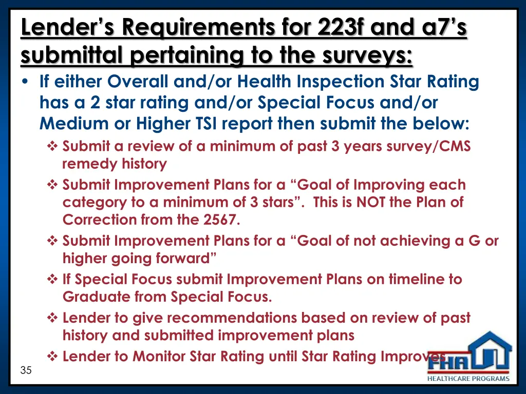 lender s requirements for 223f and a7 s submittal