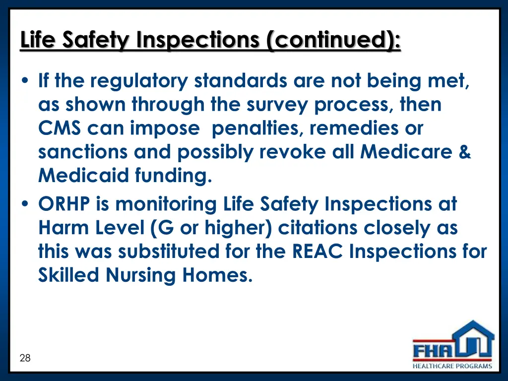 life safety inspections continued