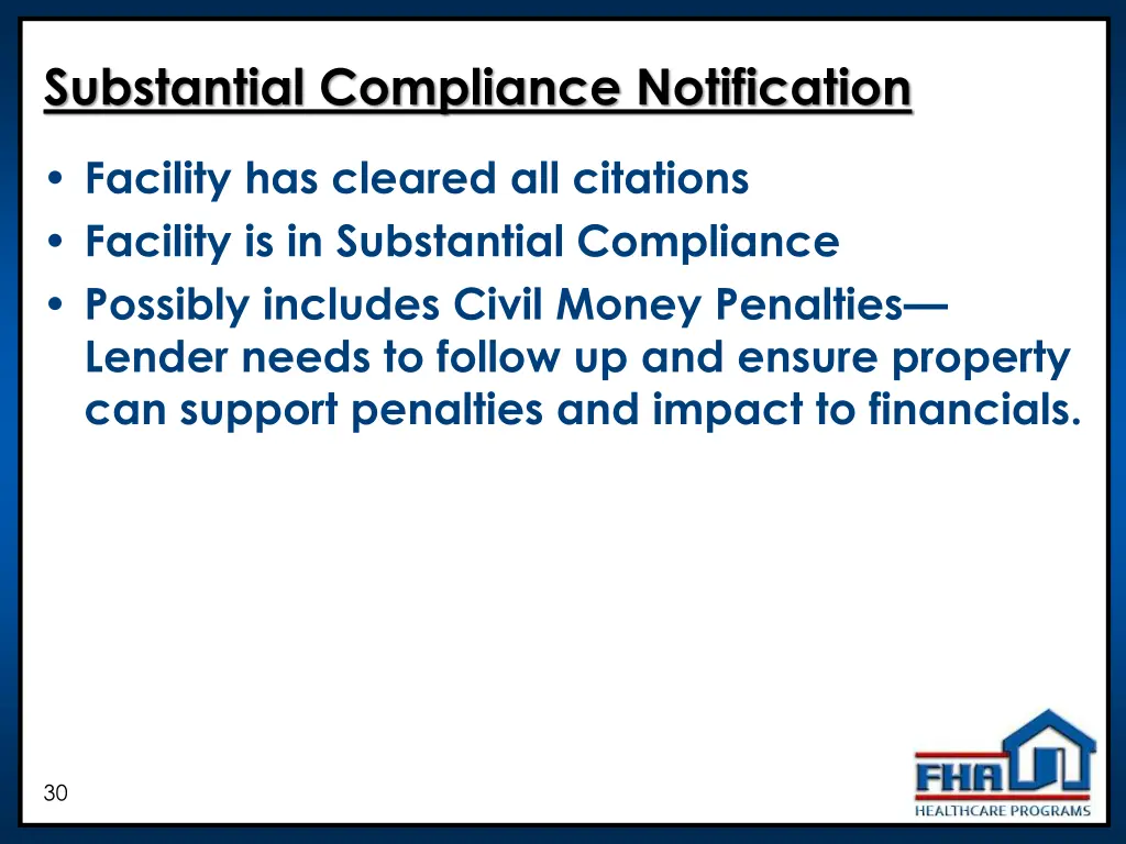 substantial compliance notification