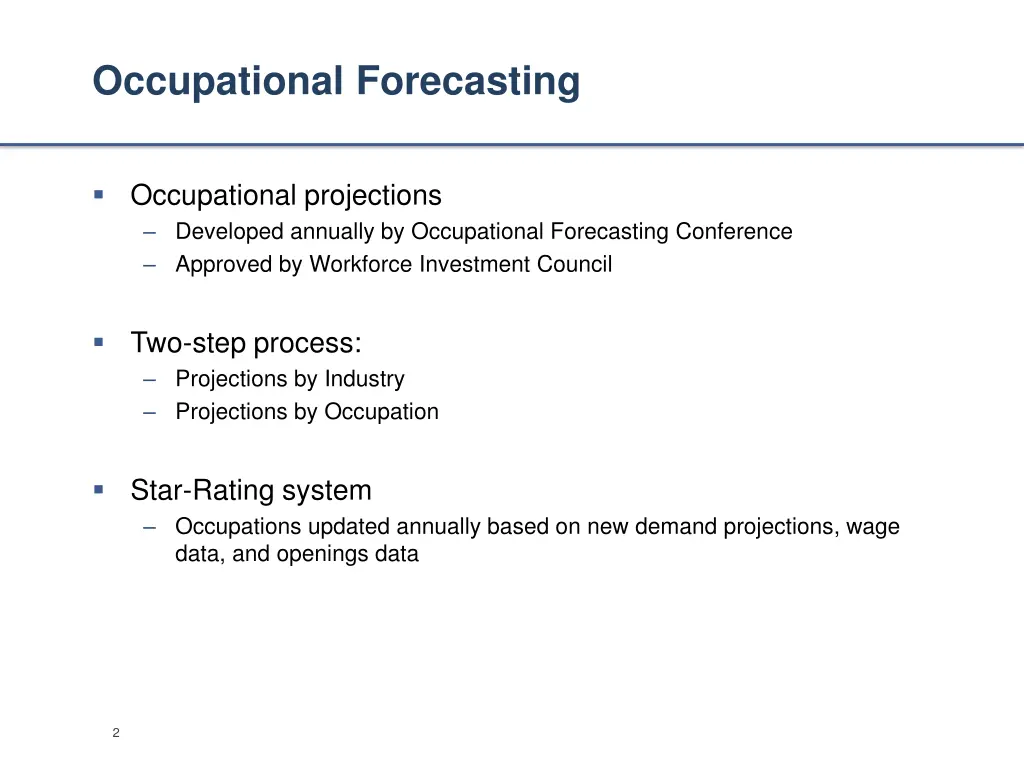 occupational forecasting