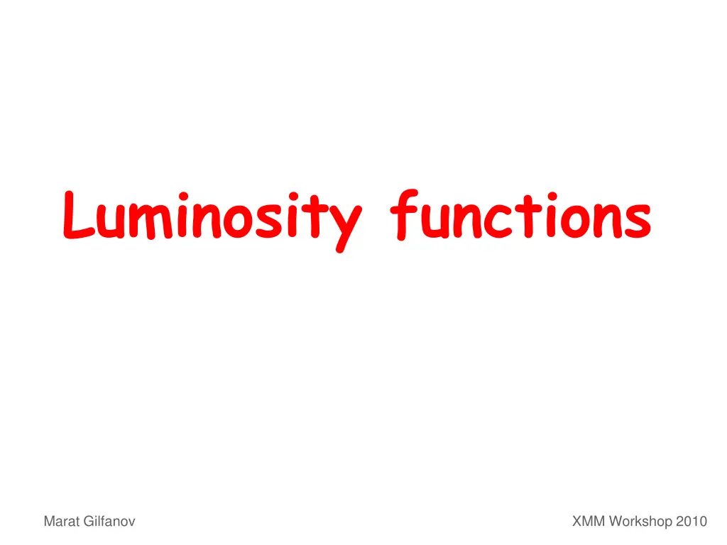 luminosity functions