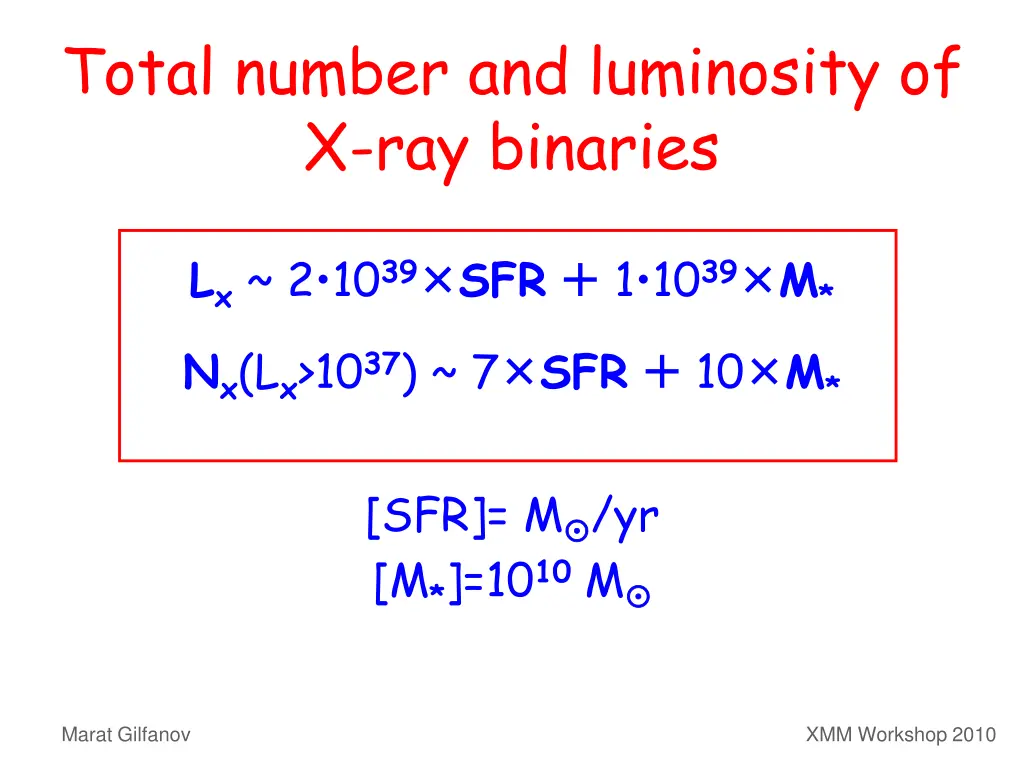 total number and luminosity of x ray binaries