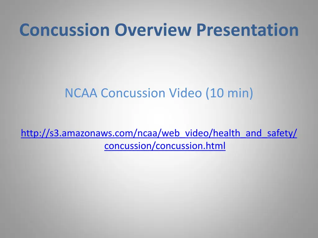 concussion overview presentation