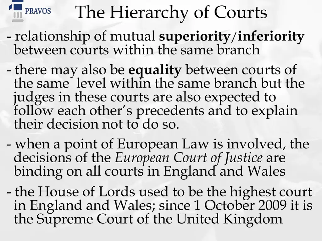 the hierarchy of courts relationship of mutual