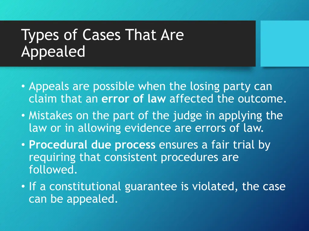 types of cases that are appealed