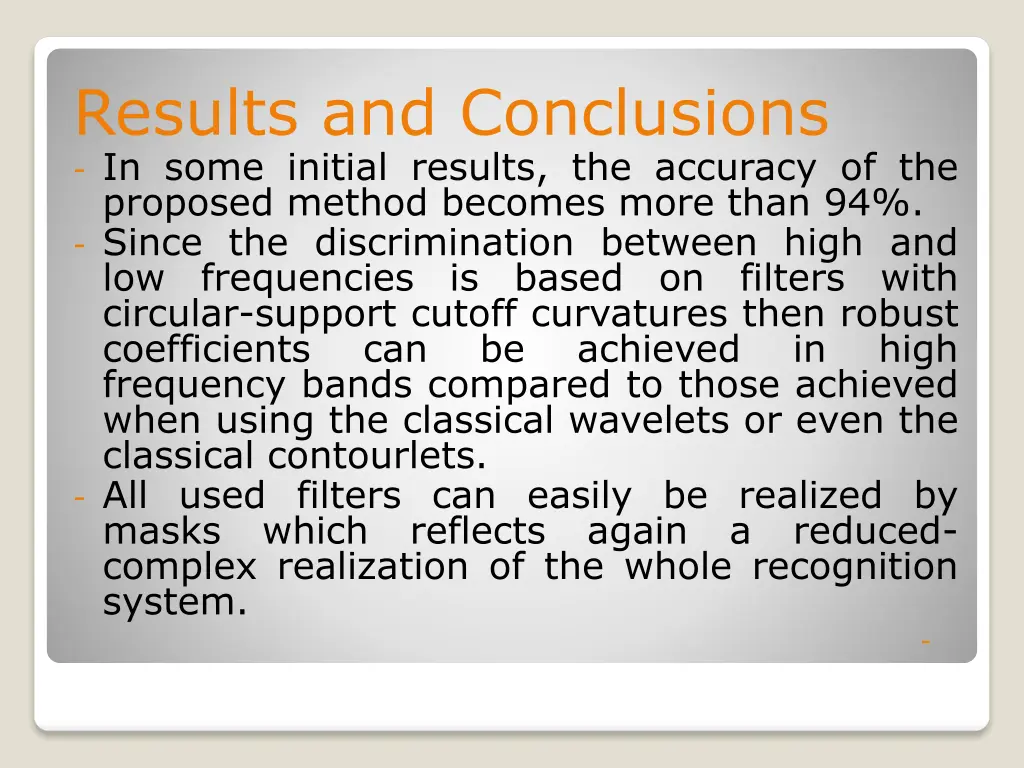 results and conclusions in some initial results