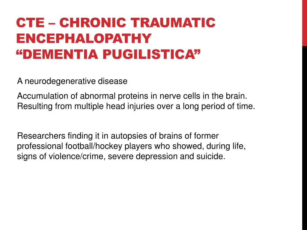 cte chronic traumatic encephalopathy dementia