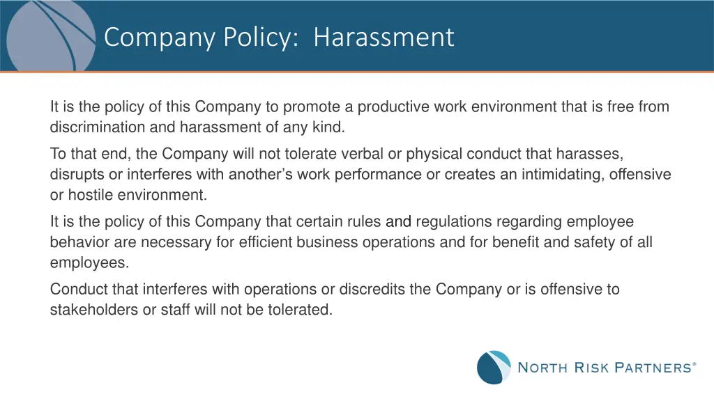 company policy harassment