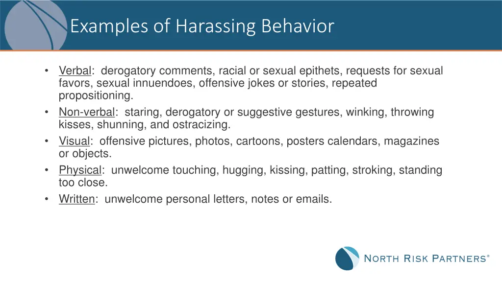 examples of harassing behavior