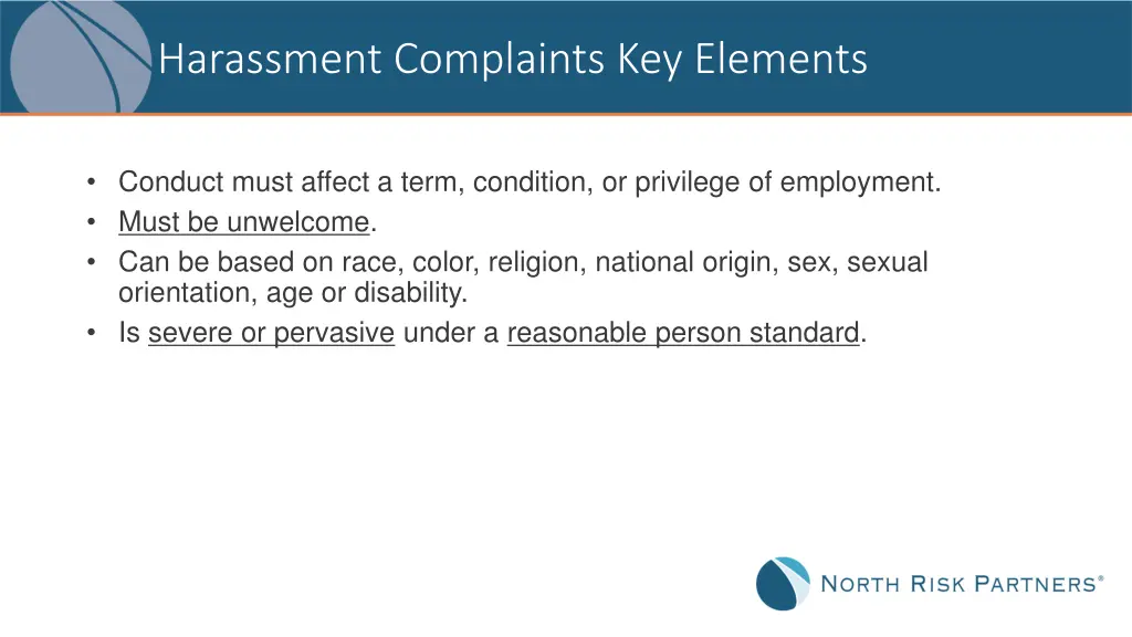 harassment complaints key elements