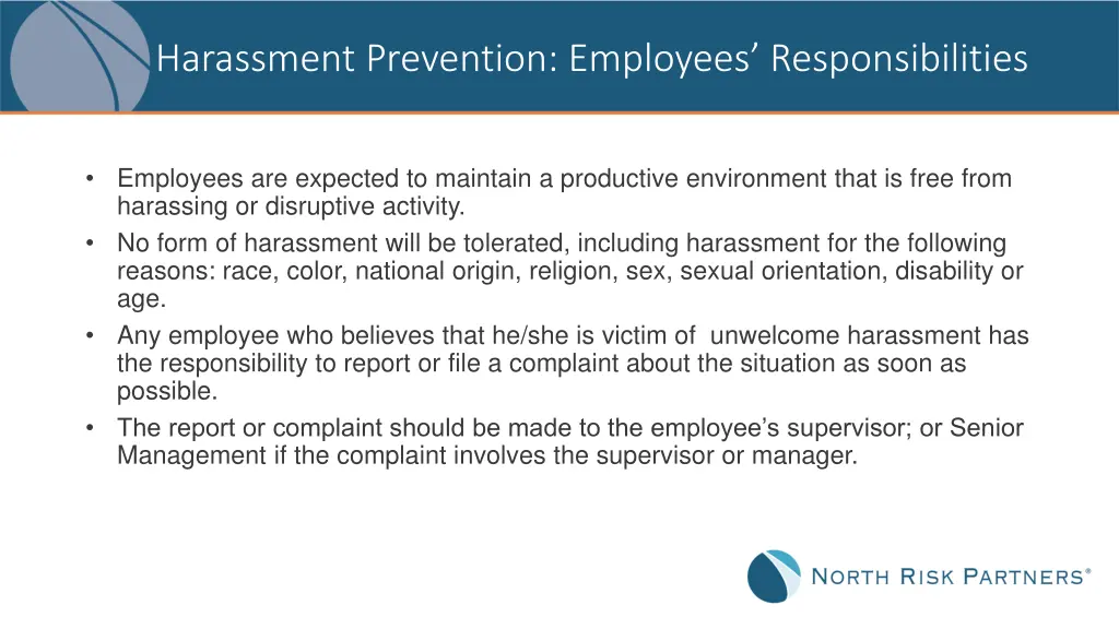 harassment prevention employees responsibilities