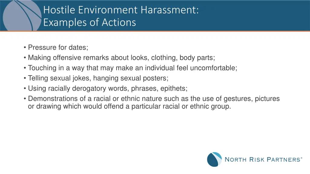 hostile environment harassment examples of actions