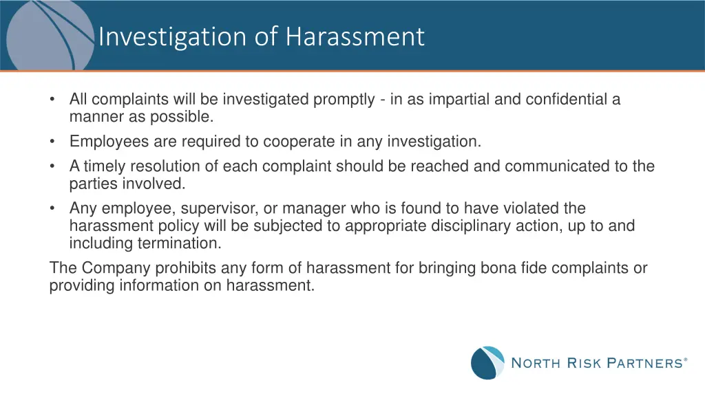 investigation of harassment