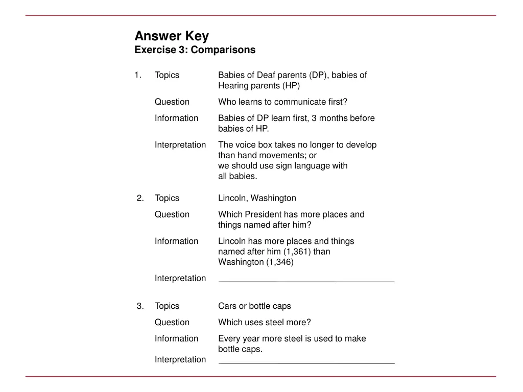 answer key exercise 3 comparisons